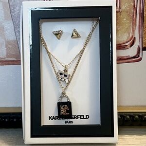 ✨ NIB Karl Lagerfeld Paris Icon Layered Necklace & Stud Set ✨